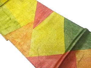 リサイクル　引箔切り嵌め風に抽象模様袋帯